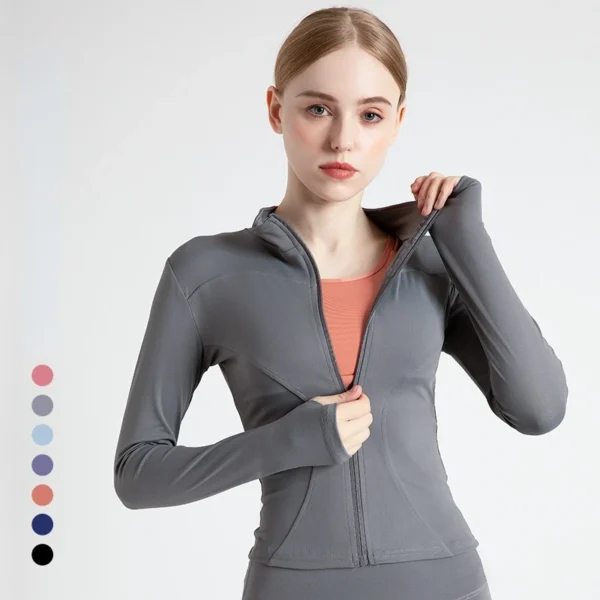 Chaqueta deportiva de manga larga para mujer, camisa de Yoga con cremallera para Fitness, ropa deportiva cálida para gimnasio, abrigos para correr, ropa de entrenamiento para ciclismo, Invierno