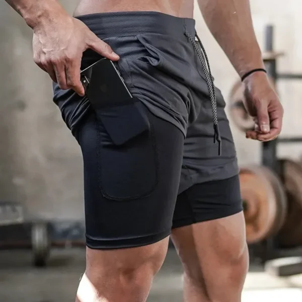 Pantalones cortos de camuflaje para correr para hombre, pantalones cortos deportivos para gimnasio 2 en 1, entrenamiento de secado rápido, gimnasio, Fitness, pantalones cortos para correr, pantalones cortos de verano para hombre