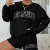 Sudadera con capucha con estampado de la costa occidental de California para mujer, jersey de manga larga con cuello redondo, ropa deportiva de tendencia coreana - Image 5
