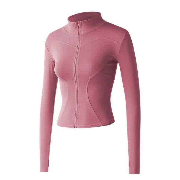 Chaqueta deportiva de manga larga para mujer, camisa de Yoga con cremallera para Fitness, ropa deportiva cálida para gimnasio, abrigos para correr, ropa de entrenamiento para ciclismo, Invierno - Image 4